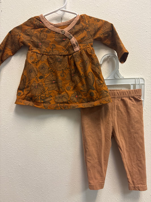 0-3m Brown Floral Outfit