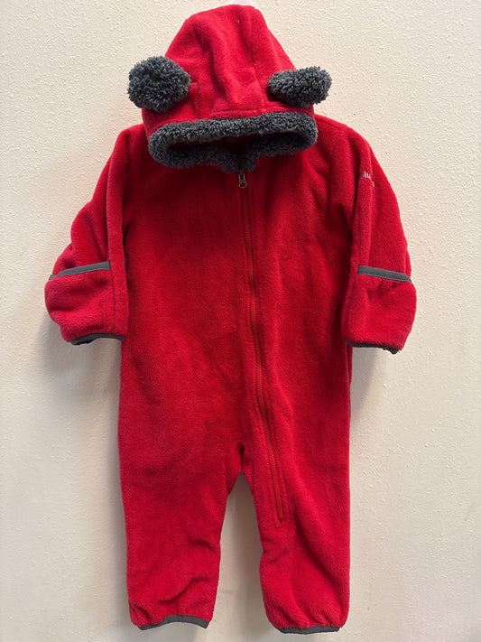 6-12m Columbia Red Fleece Bear Bunting