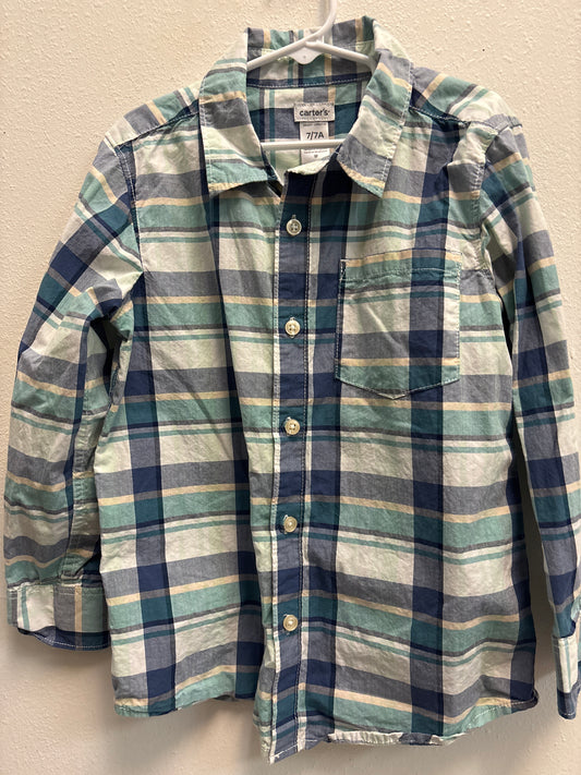 7 Blue White Button Down