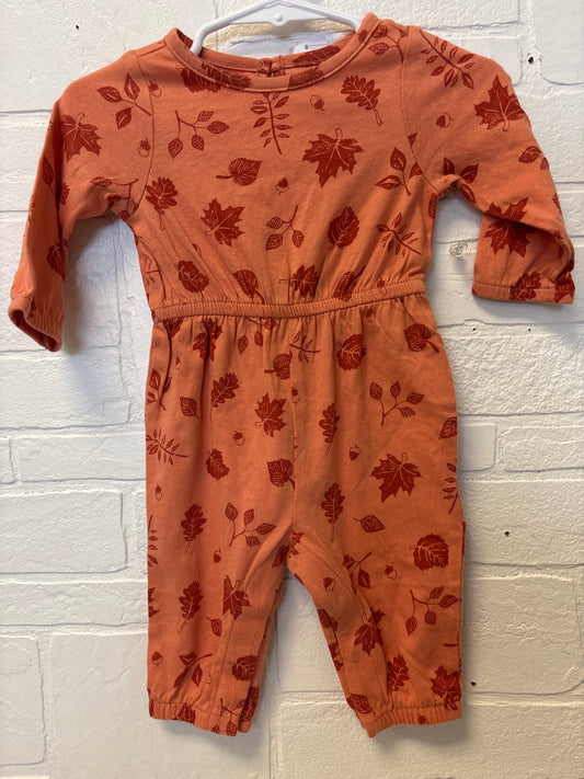 0-3m New Orange Leaves Romper