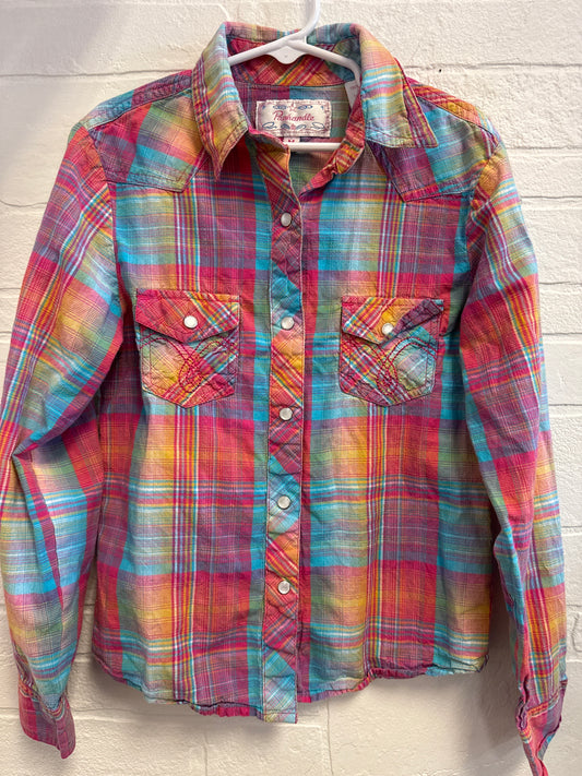 M(7-8) Panhandle Pink Plaid Pearl Snap