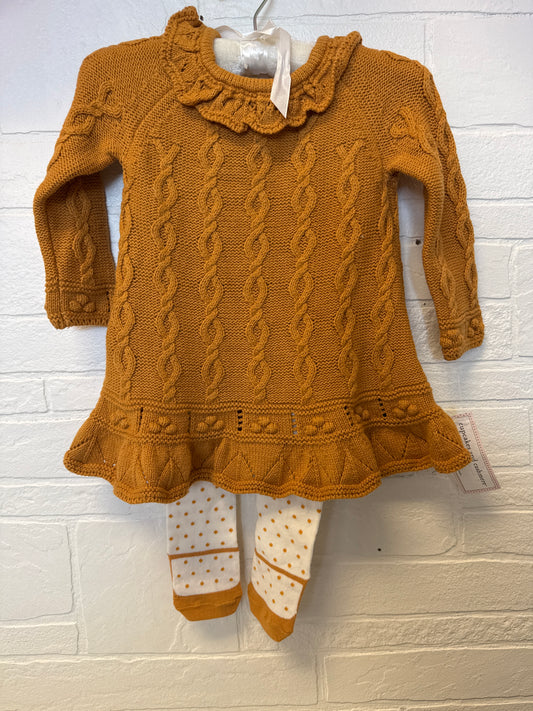 6-9m NWT Cupcakes & Cashmere Mustard Sweater Dress & Tights