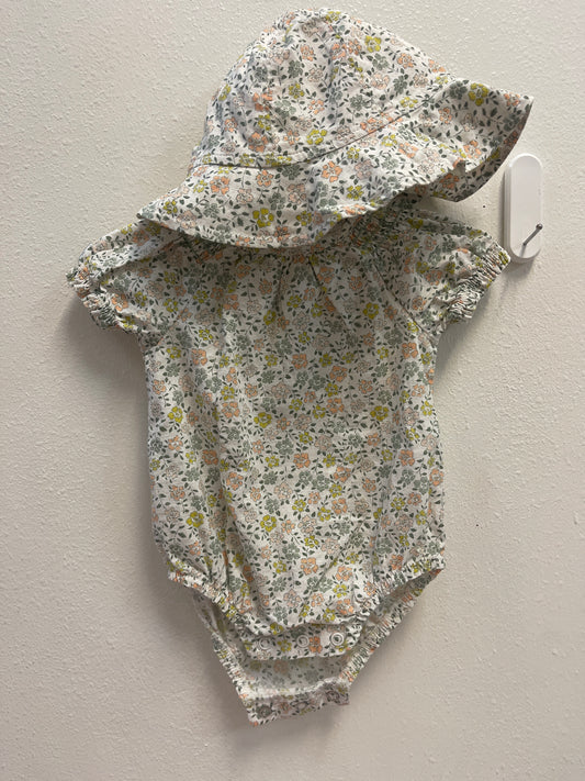 3m Carters Floral Romper + Hat