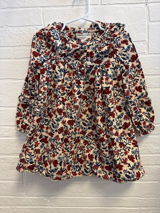 2t Happily Gray Kids Red Floral Corduroy Dress