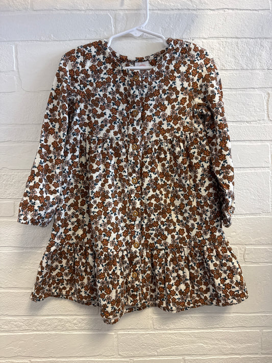 4t Orange Flower Button Down Dress