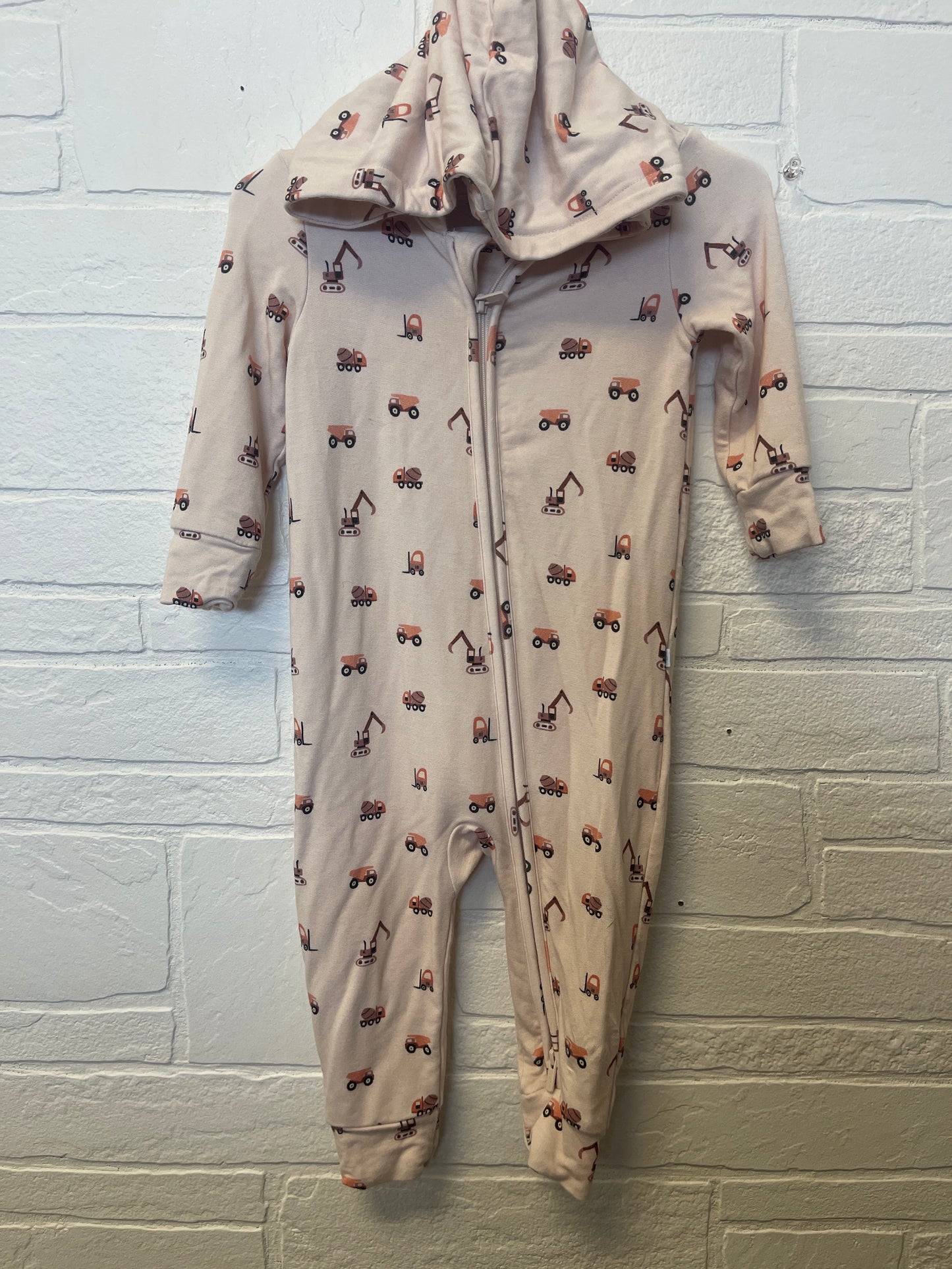 9/12m Posh Peanut Construction Zip Hooded Romper