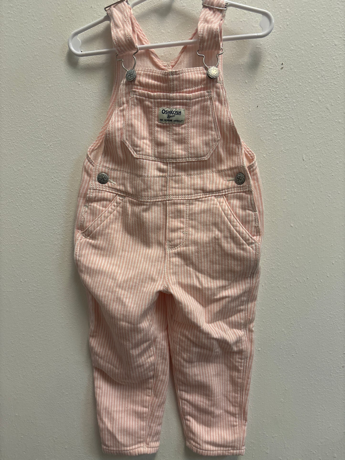 2T Osh Kosh Pink Stripe Overalls