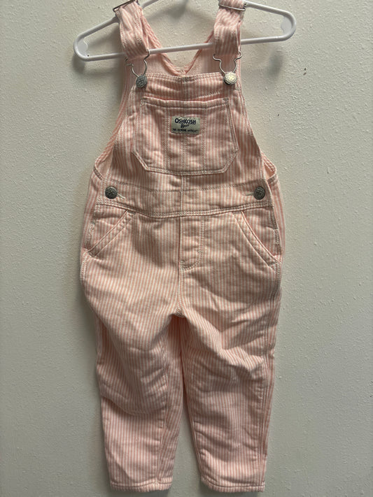 2T Osh Kosh Pink Stripe Overalls