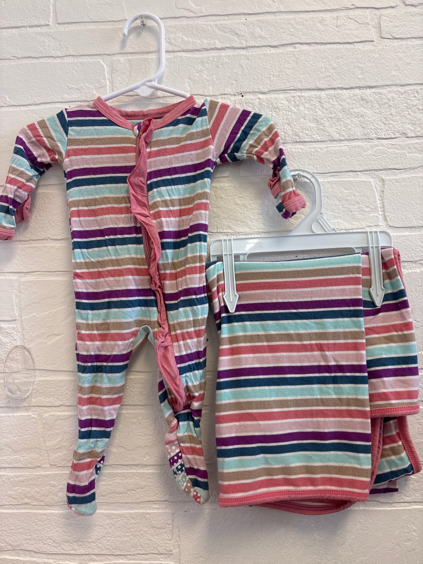 NB Kickee Pants Bamboo Stripe Sleeper and Blanket