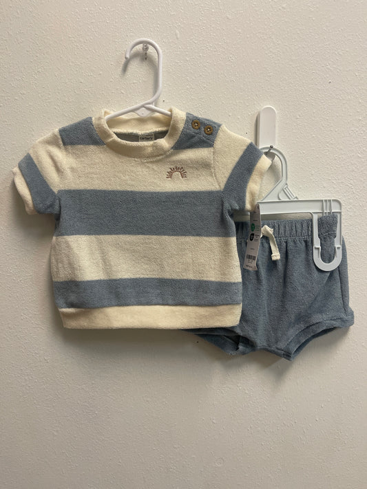 6m NEW Carters Terry Stripe Set