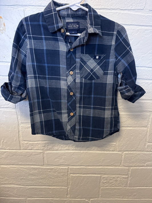 2T Lucky Brand Blie & White Plaid Button Up