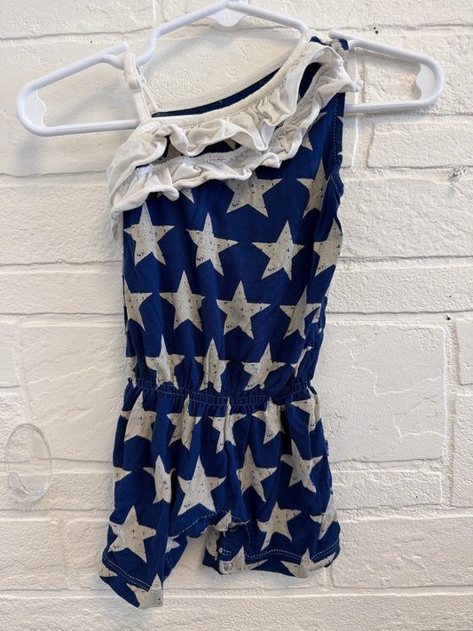 3-6m Kickee Pants Bamboo Blue Star Ruffle Romper