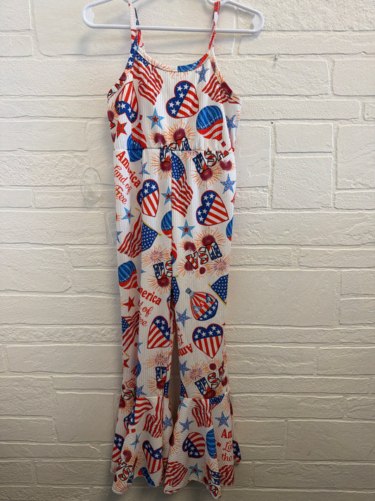 3-4 RWB Hearts+Hot Air Balloons Flare Romper