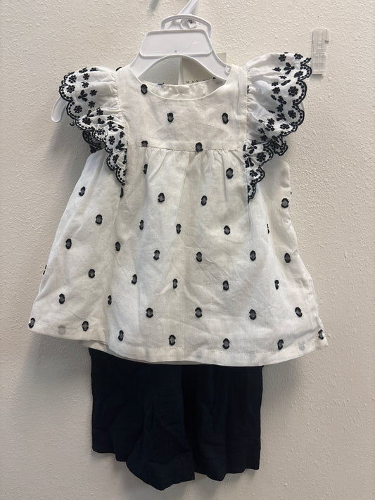 12m New Black White Outfit