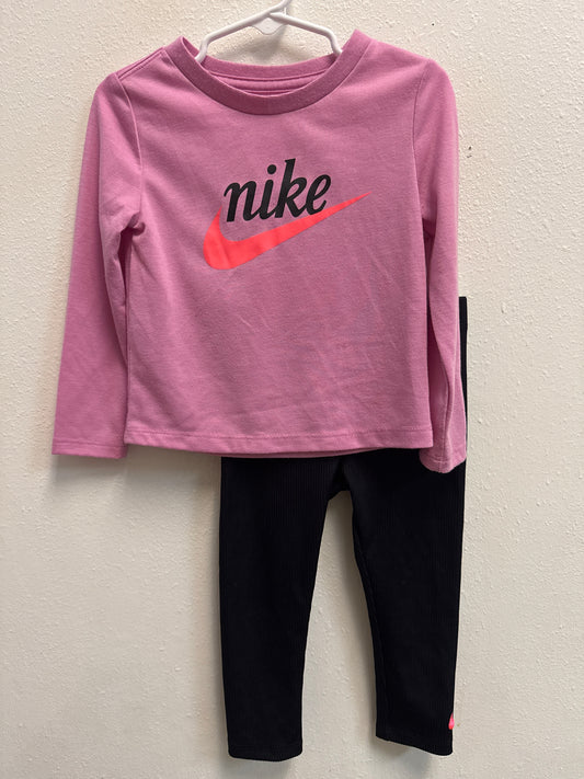 2t Nike Pink/Black Leggings Set