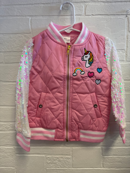 XS(2t) NEW Pink Unicorn Sequin Letterman Jacket