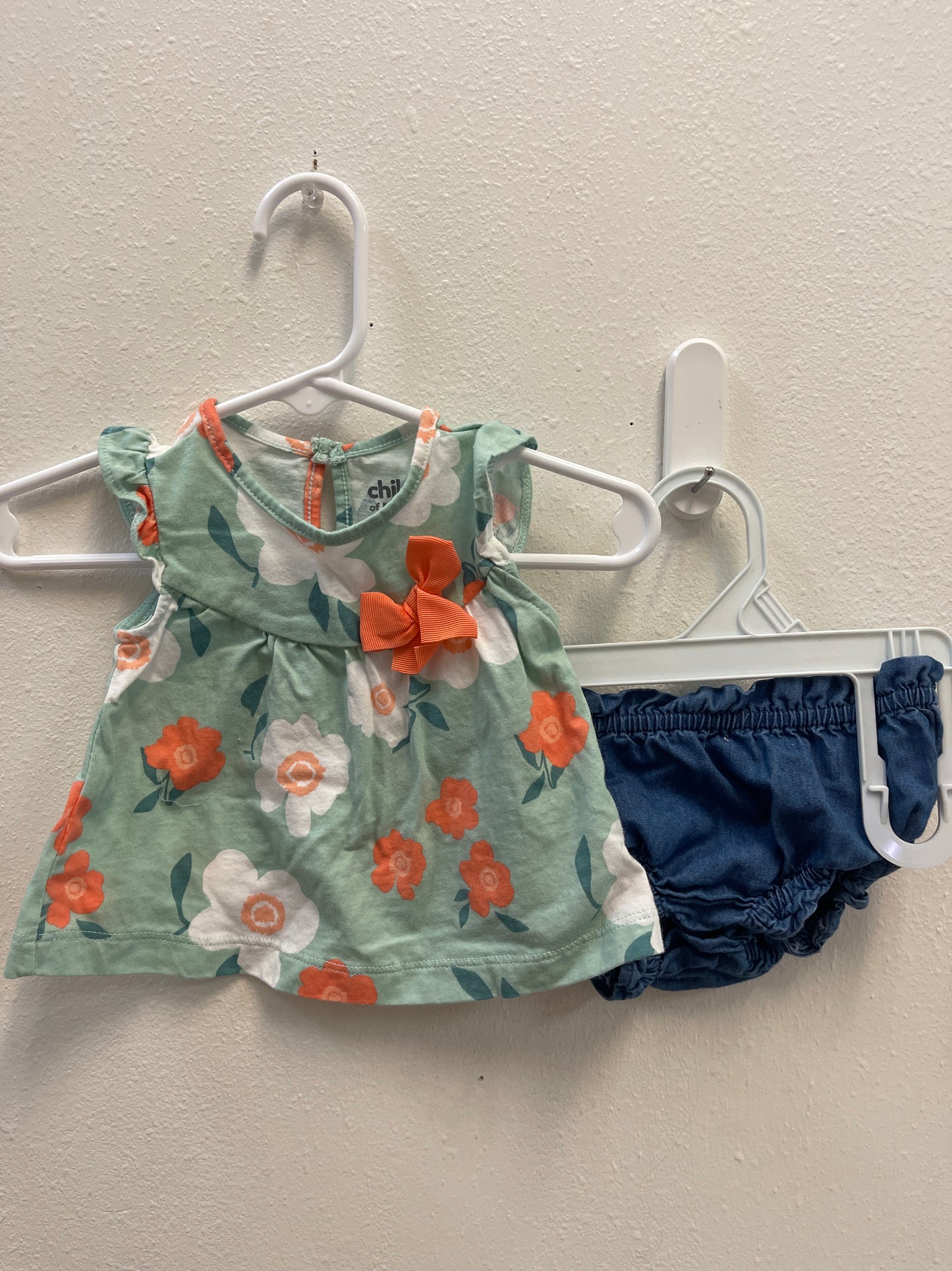 0/3m Child of Mine Orange + Mint Floral Set