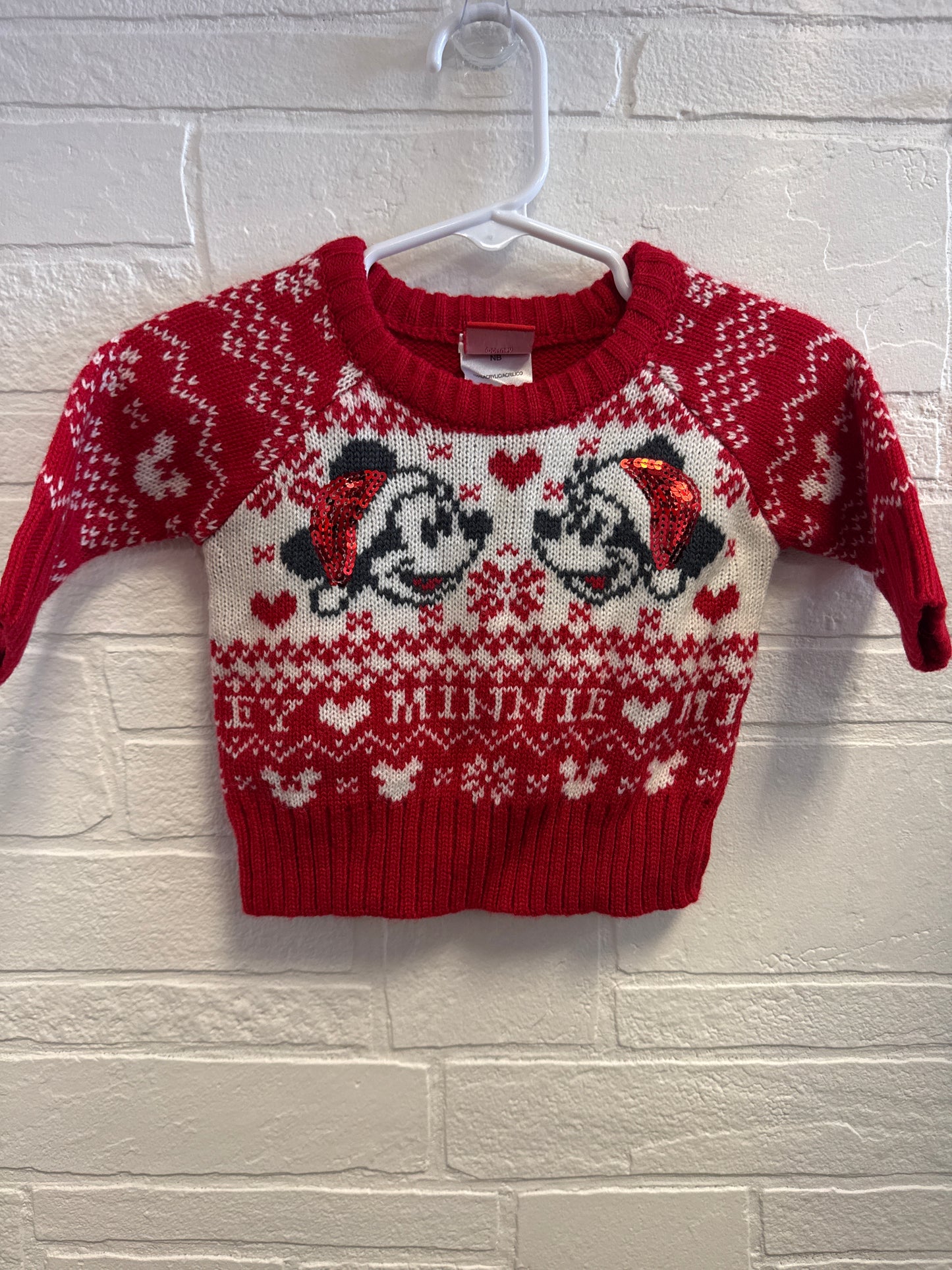 NB Red Mickey+Minnie Santa Hat Sweater