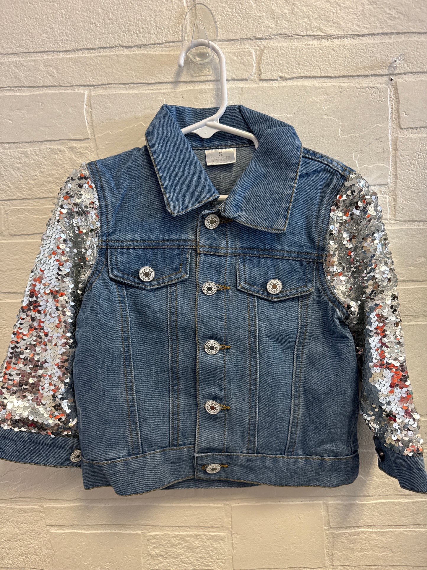 3XL(8/9) NEW Unicorn Jean Jacket w/Sequin Sleeves
