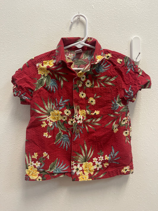 2t Old Navy Red Floral Button Down