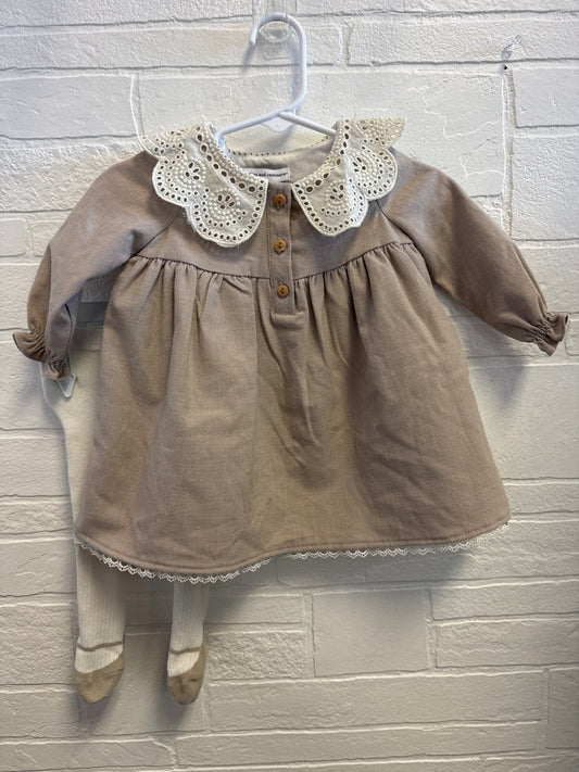 3-6m Cupcakes&Cashmere Lace Collar Dress+Tights