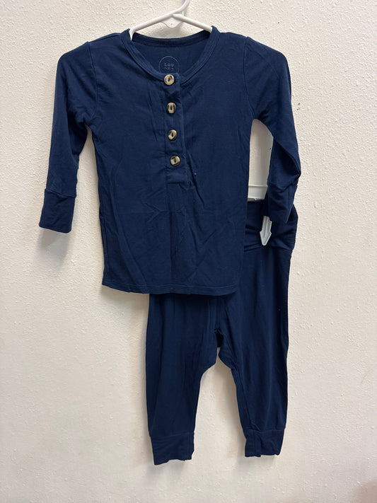 6-12m Lou Lou Navy Bamboo Pajamas
