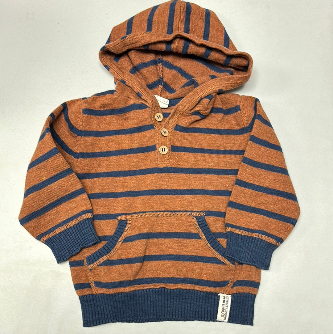 12-18m Brown and Blue Hoodie Sweater