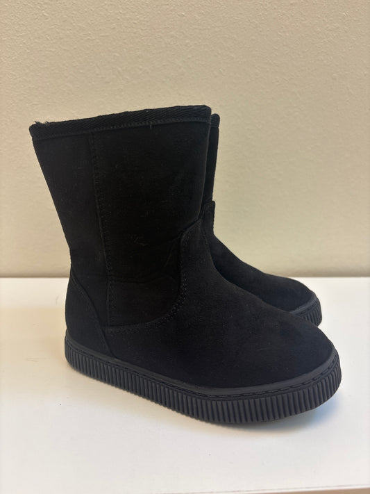 Size 7 Toddler Black Suede Fur Boots