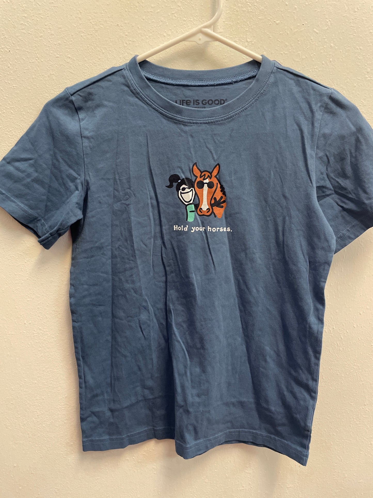 L NWT Life is Good Horses Tee