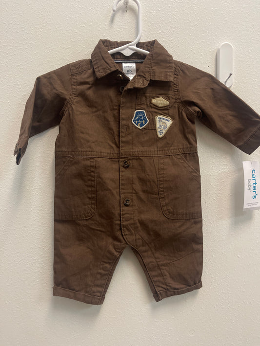 NB NEW Carters Brown Adventurer Romper