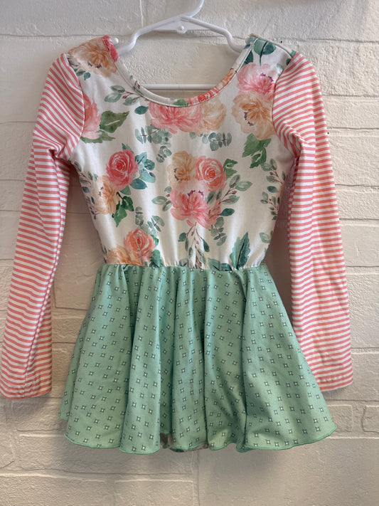 4t Cheeky Plum Floral Longsleeve Skirted Romper