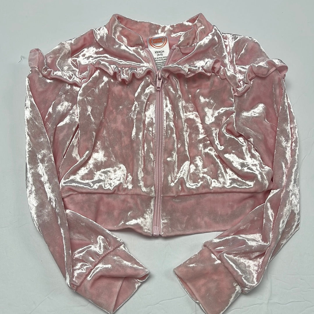 4-5 Pink Velour Cropped Jacket