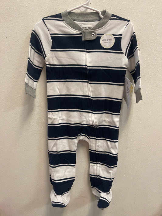 3/6m NWT Burts Bees Navy Stripe Sleeper