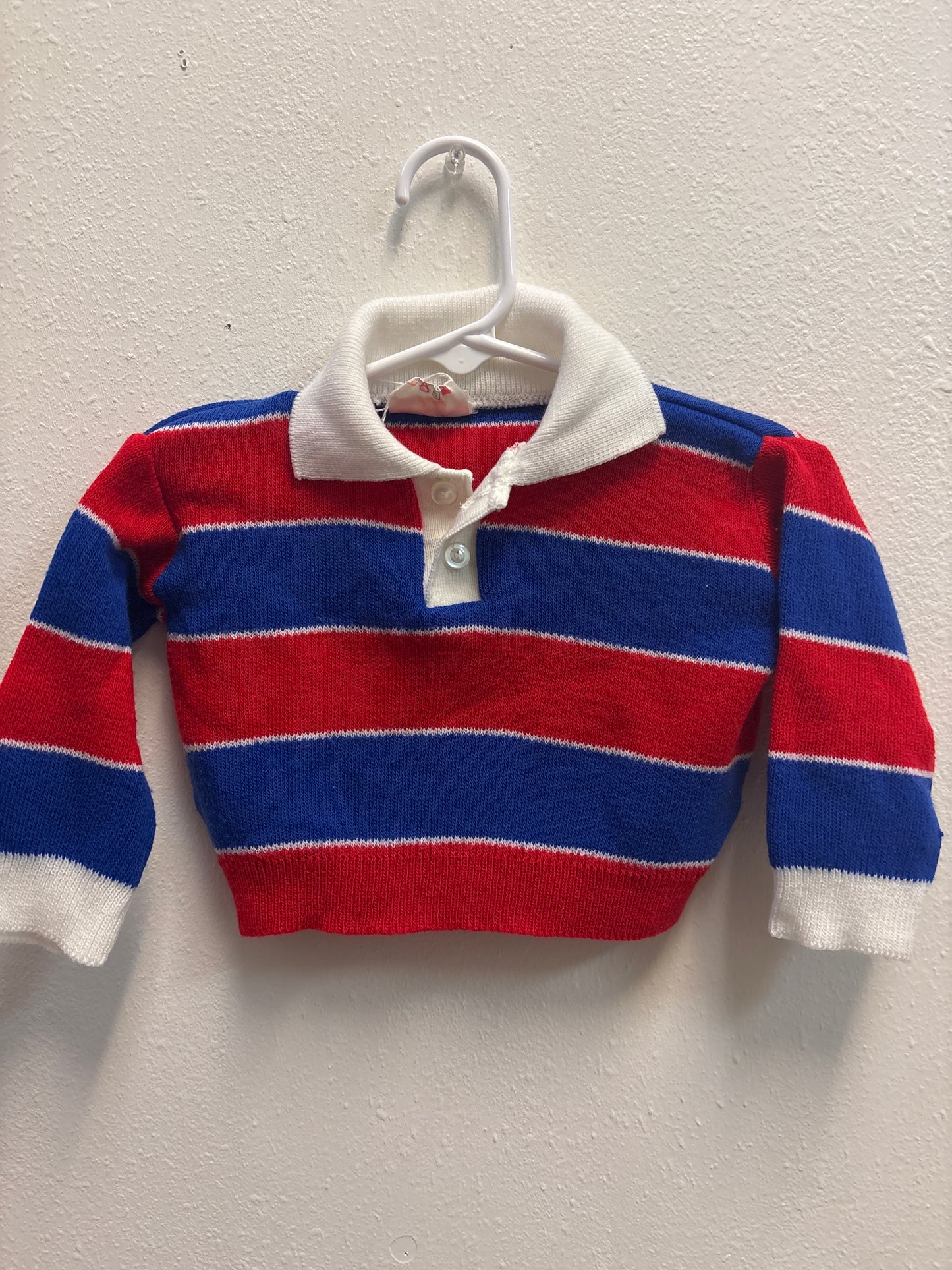 1 (12m) Vintage Red Blue Sweater