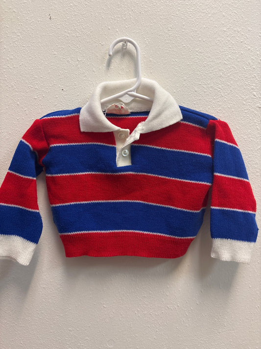 1 (12m) Vintage Red Blue Sweater