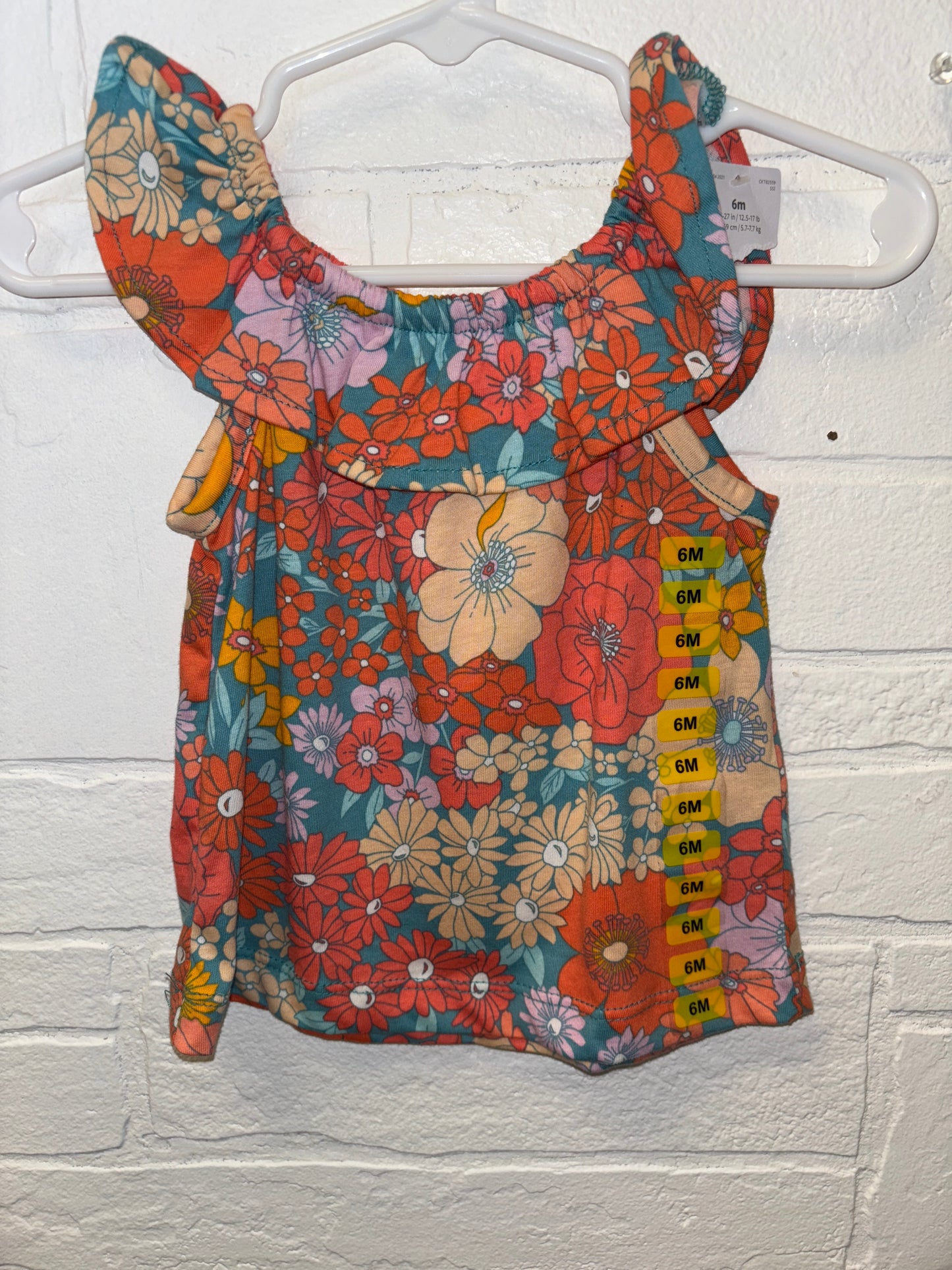 3-6m NEW Carters Orange/Blue Floral Tank