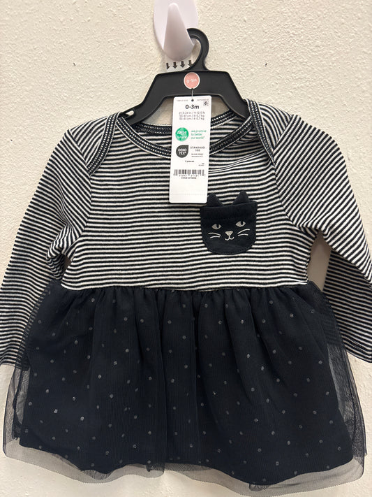 0-3 New Black Cat Dress