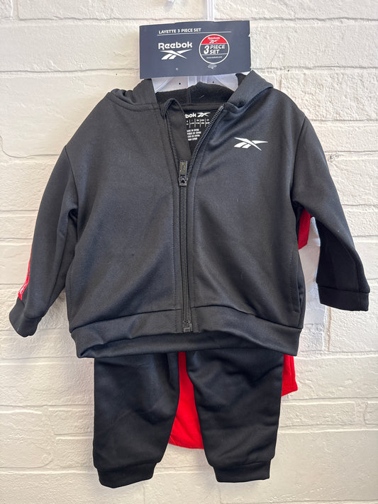 6-9m NEW Reebok Black + Red 3pc Track Suit