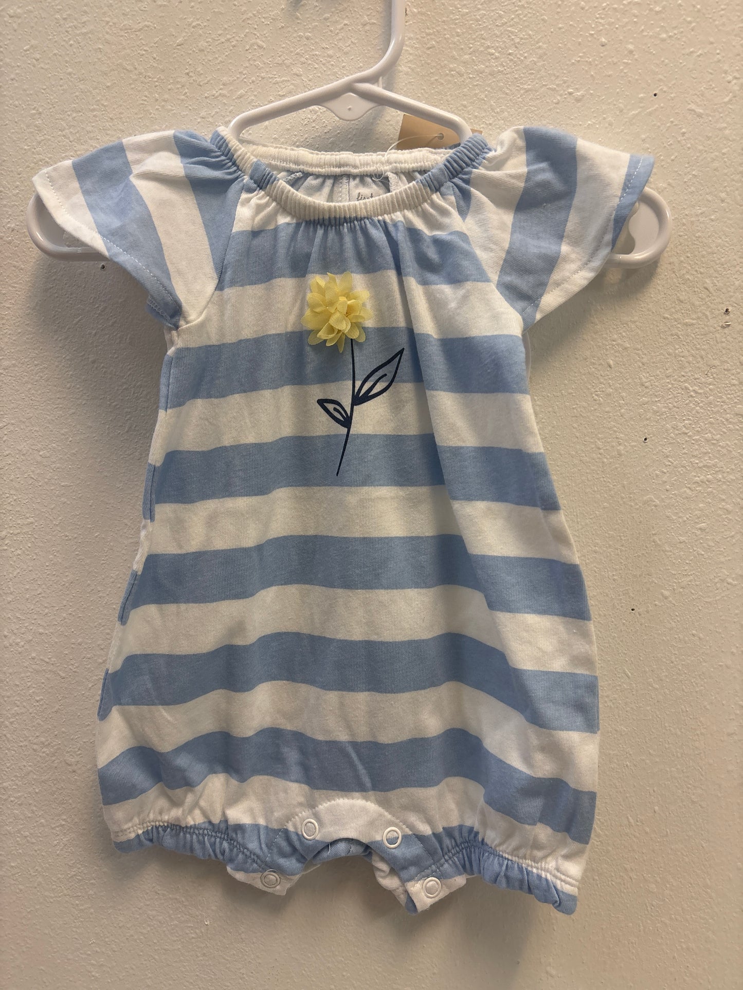 0-3m New Blue White Stripe Romper