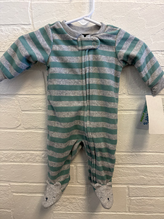 NB NEW Carters Green Striped Fleece Sleeper