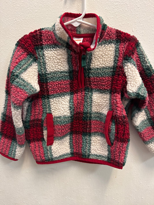 2t Gymboree Red + Green Plaid Sherpa