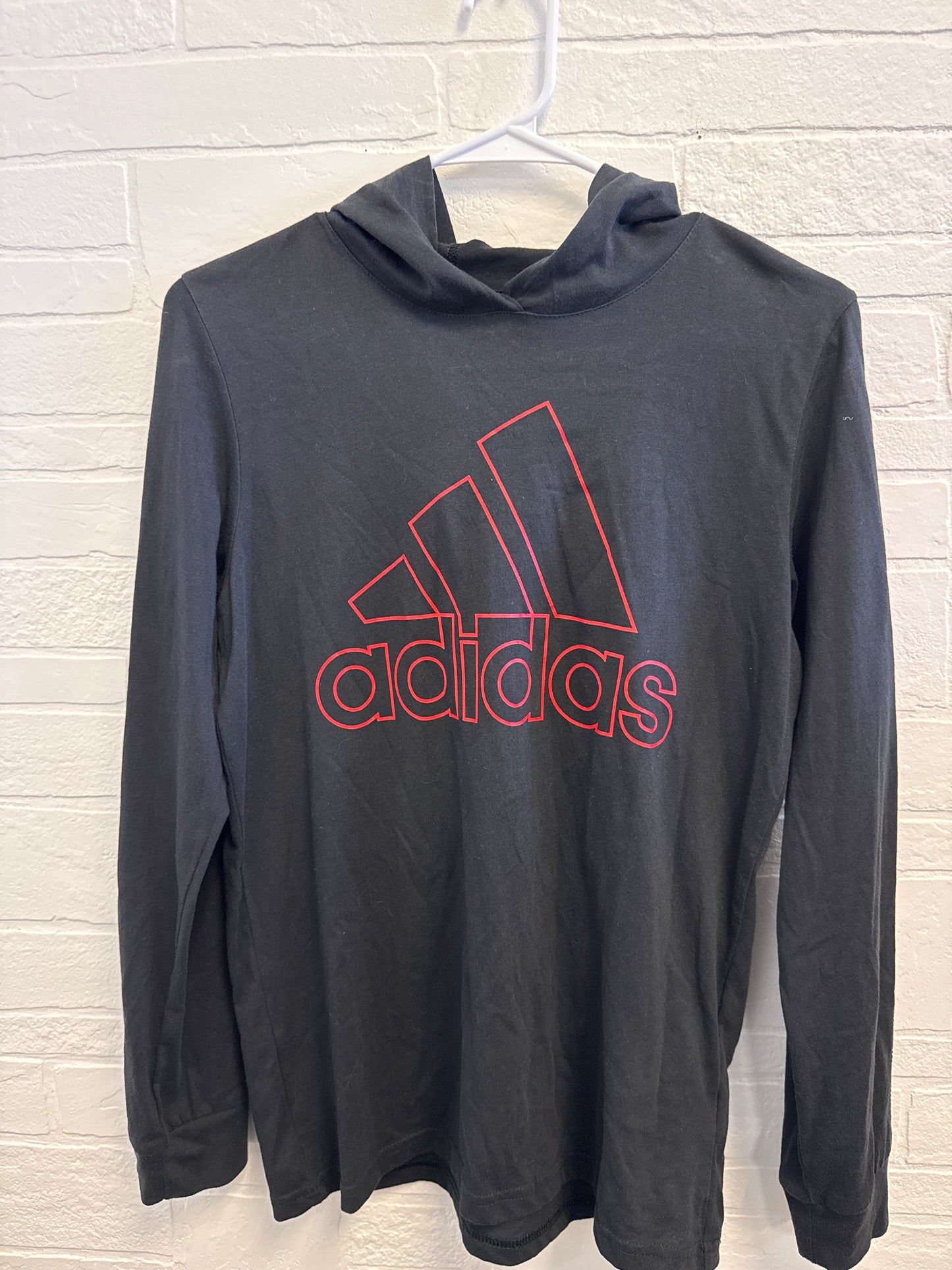 L(14/16) Adidas Black/Red Hooded Longsleeve
