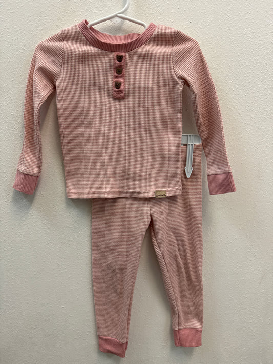 2t Bearpaw Pink Waffle Knit Pajamas