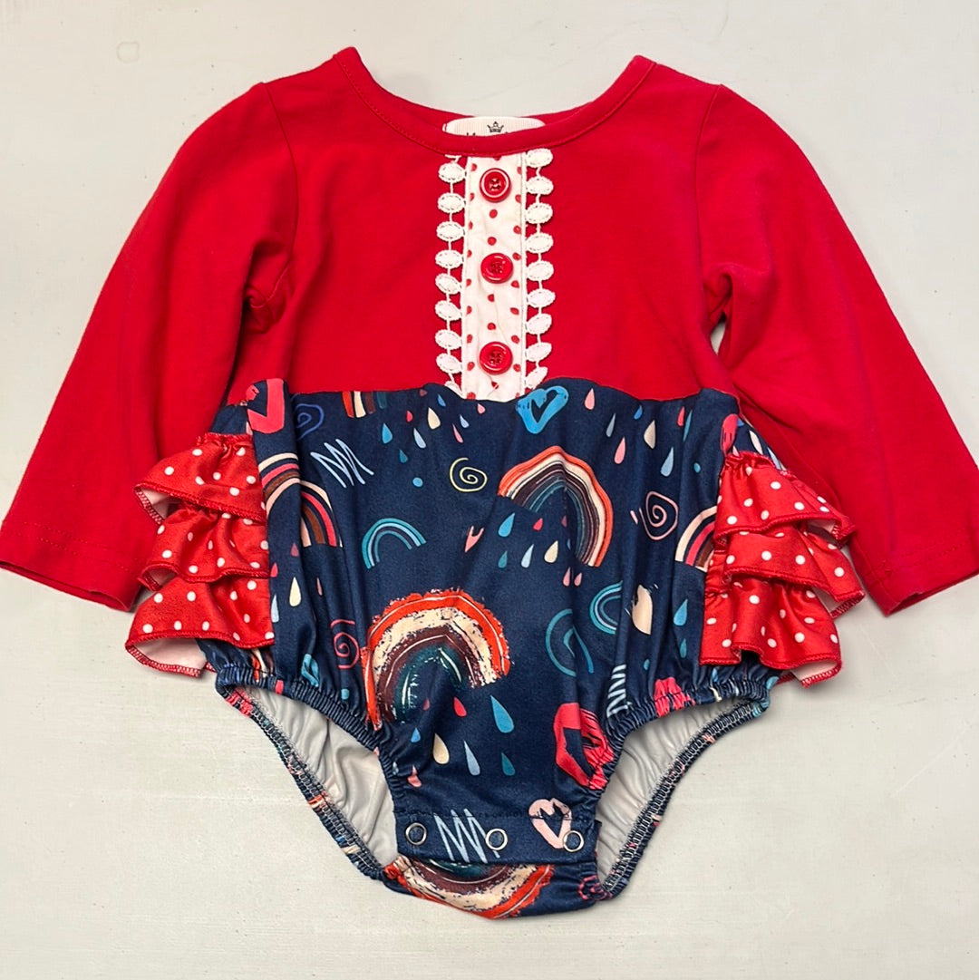 12-18m Red and Blue Romper
