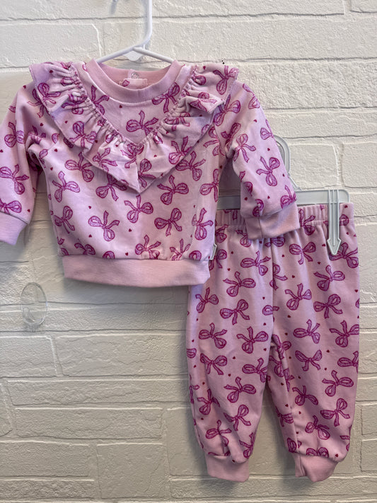 3/6m Princess Rose Pink Bow Velour Set