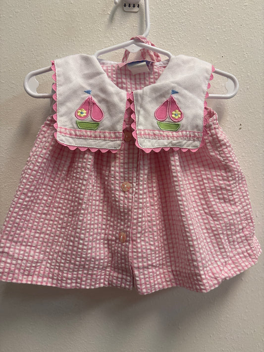 3-6m Vintage Embroidered Dress and Hat