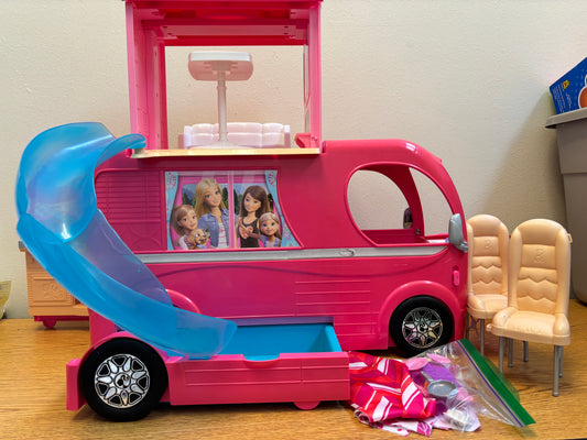 Barbie Pop Up Motor Home Pink RV Dream Camper Van Playset 2014