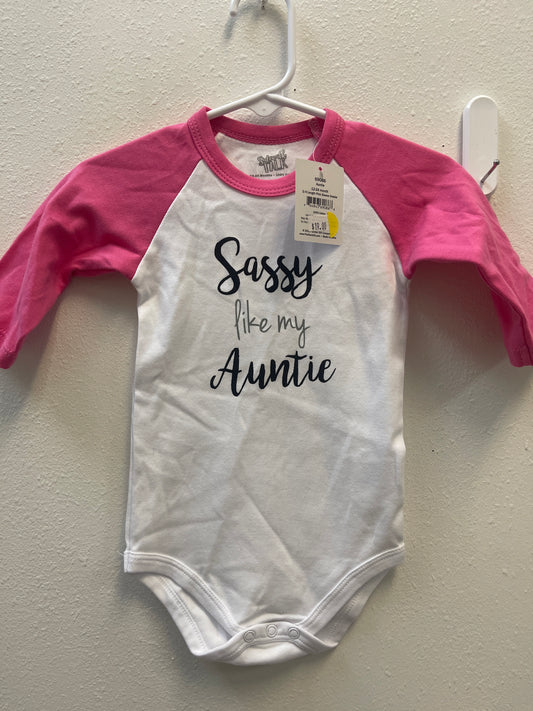 12/24m NEW Sassy like Auntie Long Sleeve Onesie