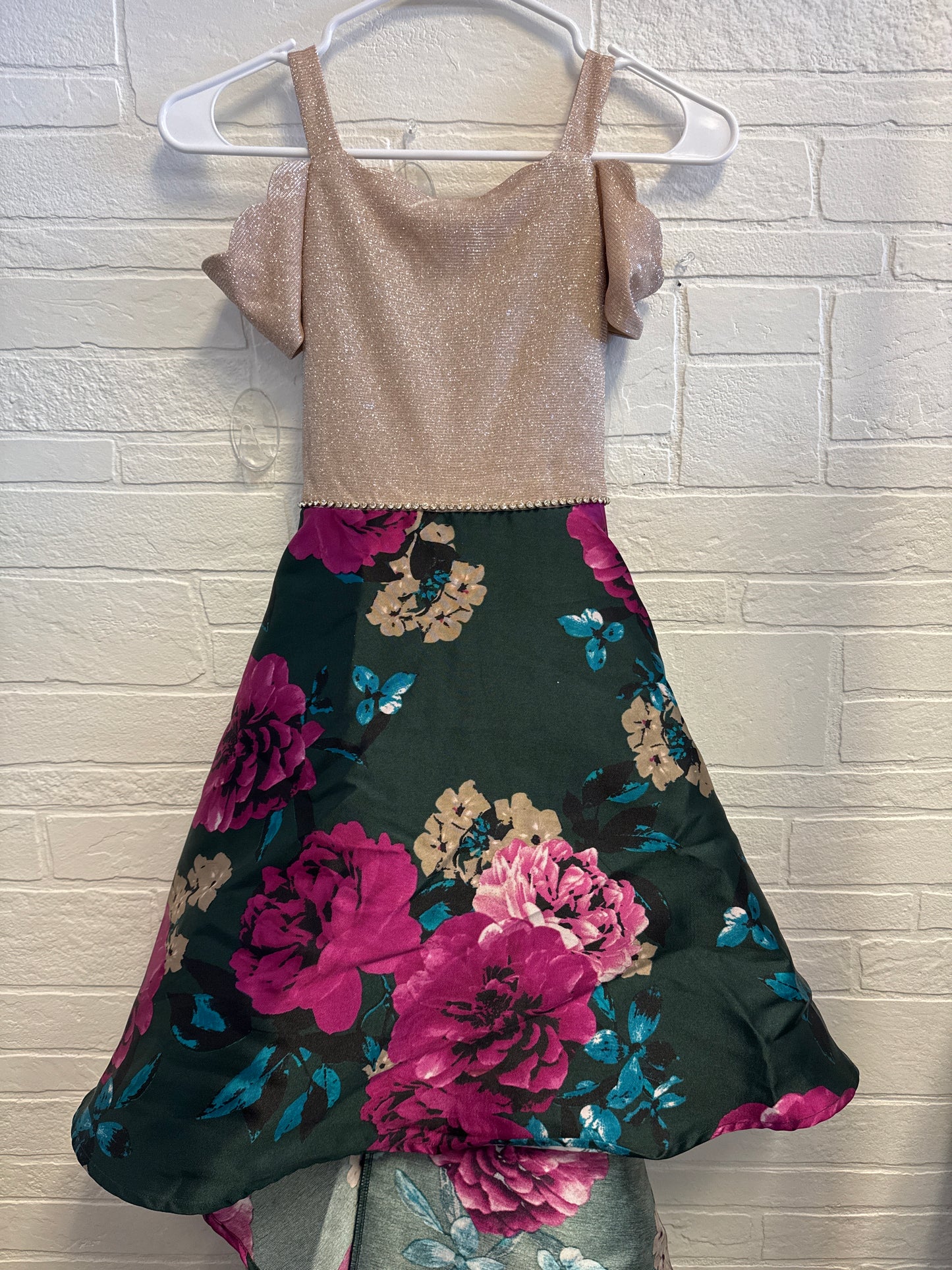 12 Speechless Kids Gold Glitter + Floral Hi-Low Fancy Dress