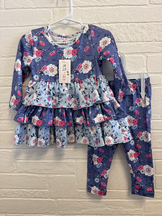 6/12m NEW Pete & Lucy Blue Floral Ruffle Set